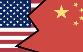 graphic of us and china flags craging