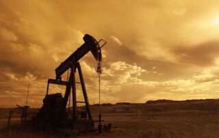 Oil pump jack during golden hour