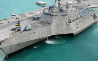 Image of USS Independence Littoral Combat Ship over open water