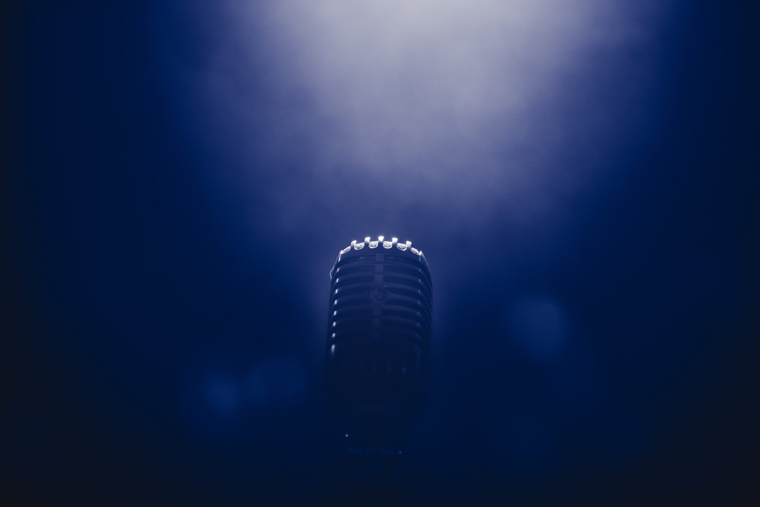 classic microphone with smoky background