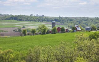 farms on a Midwestern USA hillside