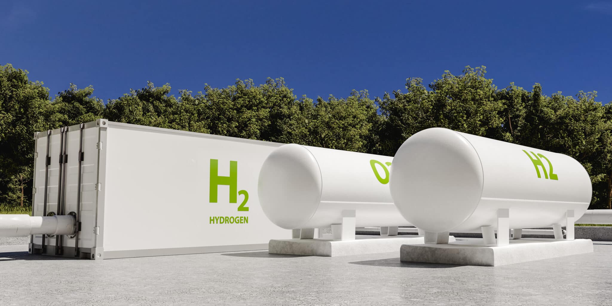 3D rendering of industrial Hydrogen storage
